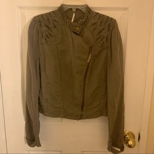 FREE PEOPLE olive zip jacket